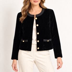 NWT Talbots Black Velvet Jacket Gold Crest Buttons XS Retail $189